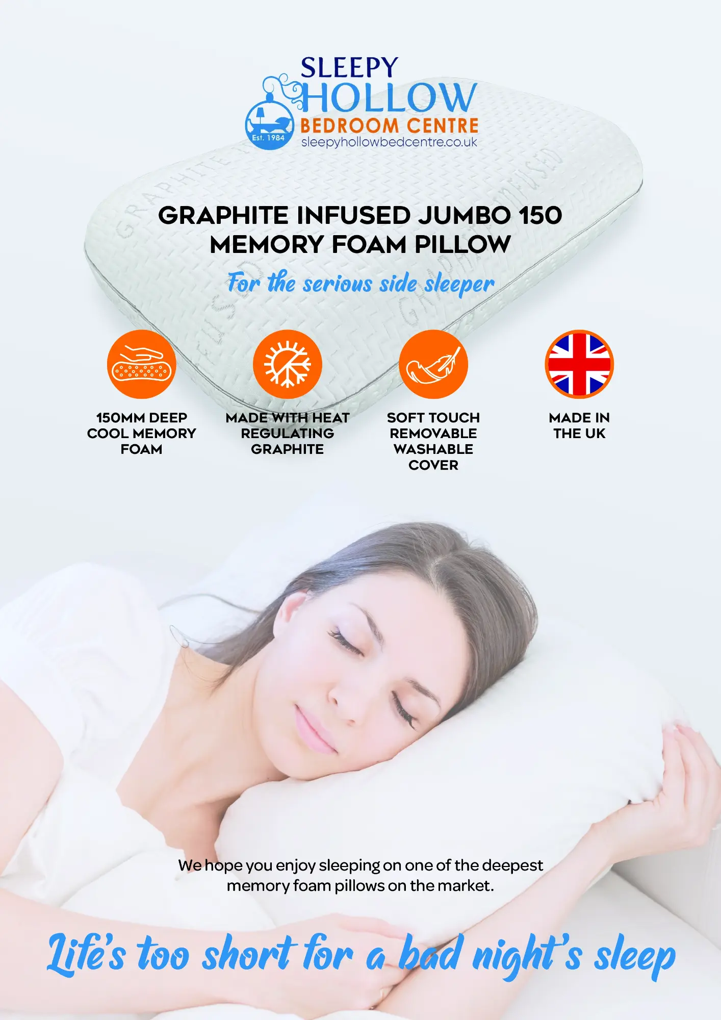 Napara Graphite Infused 150 Memory Foam Pillow - Image 2
